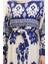 Desenli Viskon Elbise 0006-06 Indigo Bej 5