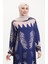 Desenli Viskon Elbise 0005-01 Lacivert 4