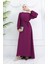Krep Kumaş Kolu Lastikli Elbise 0029-06 Mor 2