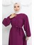 Krep Kumaş Kolu Lastikli Elbise 0029-06 Mor 3