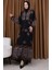 Leopar Garnili Desenli Elbise 5576-06 Siyah 1