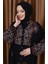 Leopar Garnili Desenli Elbise 5576-06 Siyah 3