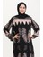 Desenli Viskon Elbise 0005-03 Siyah 4