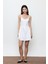 Beyaz %100 Cotton Midi Elbise 1