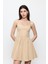 Bej %100 Cotton Mini Elbise 2