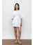 Beyaz %100 Cotton Beli Kemerli Mini Elbise 1