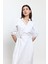 Beyaz %100 Cotton Midi Boy Gömlek Elbise 3