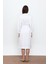 Beyaz %100 Cotton Midi Boy Gömlek Elbise 4