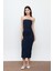 Lacivert Straplez Maxi Boy Elbise 2