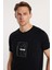 Erkek Slim Fit Dar Kesim %100 Pamuk Yumuşak Dokulu Baskılı Siyah Bisiklet Yaka Tişört 1