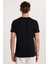 Erkek Slim Fit Dar Kesim %100 Pamuk Yumuşak Dokulu Baskılı Siyah Bisiklet Yaka Tişört 5
