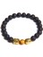 23CM Tarzı Siyah Tabanca Kaplama 42 Kds Buddha Kafa Bileziği Erkek Doğal Çakra Şanslı Kaplan Gözü Dzi Agat Taş Boncuk Bilezik Vintage Elastik Pulsera Kadın Takı (Yurt Dışından) 1
