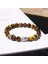 23CM Tarzı Siyah Tabanca Kaplama 42 Kds Buddha Kafa Bileziği Erkek Doğal Çakra Şanslı Kaplan Gözü Dzi Agat Taş Boncuk Bilezik Vintage Elastik Pulsera Kadın Takı (Yurt Dışından) 3