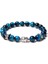 21CM Tarzı Mavi 42 Kds Buddha Kafa Bileziği Erkek Doğal Çakra Şanslı Kaplan Gözü Dzi Agat Taş Boncuk Bilezik Vintage Elastik Pulsera Kadın Takı (Yurt Dışından) 1