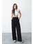 Kadın Beli Lastikli Rahat Kalıp Cepli Siyah Bol Paça Kadın Eşofman Altı 1