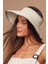 Kadın Geniş Siperli Bej Hasır Vizör Şapka - Ayarlanabilir, Katlanabilir 1