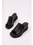BA04265 Siyah D Kadın Tek Parça Günlük Abiye Dolgu 7 cm Topuk Terlik - 38 3