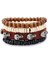 H2450 4 Parça Vintage Erkek Deri Bilezik Ahşap Taş Boncuklu Şanslı Çok Katmanlı Örme Erkek Bileklik Pulseira Masculina Takı (Yurt Dışından) 1