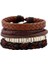 H2450 4 Parça Vintage Erkek Deri Bilezik Ahşap Taş Boncuklu Şanslı Çok Katmanlı Örme Erkek Bileklik Pulseira Masculina Takı (Yurt Dışından) 4