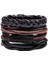 H2450 4 Parça Vintage Erkek Deri Bilezik Ahşap Taş Boncuklu Şanslı Çok Katmanlı Örme Erkek Bileklik Pulseira Masculina Takı (Yurt Dışından) 5