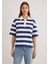 Lacivert Çizgili Beyaz Polo Tişört 1613507-90801 4