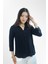 Lupinn Moda Siyah Regular Fit Viskon Düz Uzun Kollu Kadın Gömlek 2