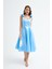 Kadın Bebe Mavi Fiyonk Detay Midi Abiye Elbise 2