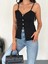Askılı Dekolte Deraylı Bluz Crop - Siyah 3
