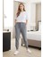 %100 Pamuk Kadın 2'li Premium Kumaş Pijama Altı Cepli Ipli Relax Fit Terletmez Esnek Siyah-Gri 6