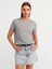 Bisiklet Yaka Basic T-Shirt-Gri 1