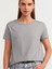 Bisiklet Yaka Basic T-Shirt-Gri 3