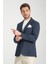 Tadic Erkek Lacivert Desenli Esneyen Kumaş Slim Fit Torba Cepli Yarım Astar 4 Mevsim Blazer Ceket 3