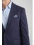 Valente Erkek Açık Lacivert Düz Esnek Örme Kumaş Slim Fit Dar Kesim Mono Yaka Spor Blazer Ceket 2
