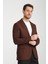 Parcessi Erkek Kahve Kazayağı Desenli Slim Fit Dar Kesim Esnemeyen Kumaş Spor Blazer Ceket 3