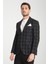 Galileo Erkek Indigo Ekose Mono Yaka Slim Fit Spor Blazer Ceket 3