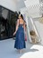 Blue Tencel Askısı Bağlamalı Elbise 5