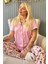 Açık Pembe Florado Exclusive Önden Düğmeli Kısa Kollu Kadın Pijama Takımı 1