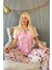 Açık Pembe Florado Exclusive Önden Düğmeli Kısa Kollu Kadın Pijama Takımı 2