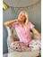 Açık Pembe Florado Exclusive Önden Düğmeli Kısa Kollu Kadın Pijama Takımı 4