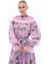 Çiçek Desenli Etnik Elbise Lila 2