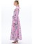 Çiçek Desenli Etnik Elbise Lila 3