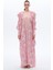 Dantel Şeritli Kaftan Elbise Pembe 1