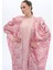 Dantel Şeritli Kaftan Elbise Pembe 2
