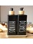 2’li Siyah Beyaz Dekoratif Mutfak Banyo Sıvı Cam Sabunluk Seti 300ML Bambu Stantlı Set 3