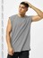 Erkek Pamuklu Antrenman Sporcu Atleti Oversize Kolsuz T-Shirt 2
