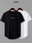 Brooklyn Jc Baskılı Siyah Beyaz Oval Kesim Tshirt 2'li 1