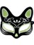 Siyah Süet Kaplama Gümüş Yeşil Simli Kedi Maskesi 1