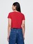 Kadın Kırmızı %100 Organik Pamuk Vintage Soft Crop T-Shirt 3