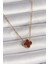 316L Çelik Gold Renk Bordo Yonca Model Kadın Kolye - TJ-BKO10018 1