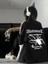 Baskılı Oversize Bisiklet Yaka T-Shirt - Siyah 1